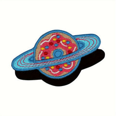 1pc Donut Planet Morale Patches Embroidered Fastener Hook & Loop Emblem