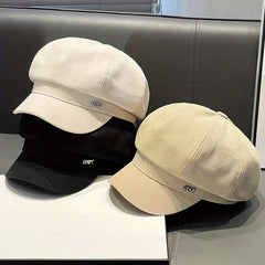 Classic Solid Beret Label Decor Beret Casual Newsboy Hat