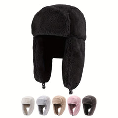 Winter Thick Plush Windproof Warm Earflap Hat for Outdoor Skiing Cycling