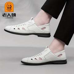 LAORENTOU Men's Leather Casual Shoes Spring And Summer