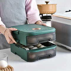 Refrigerator Egg Organizer Drawer Dustproof Stackable Tray With Timer