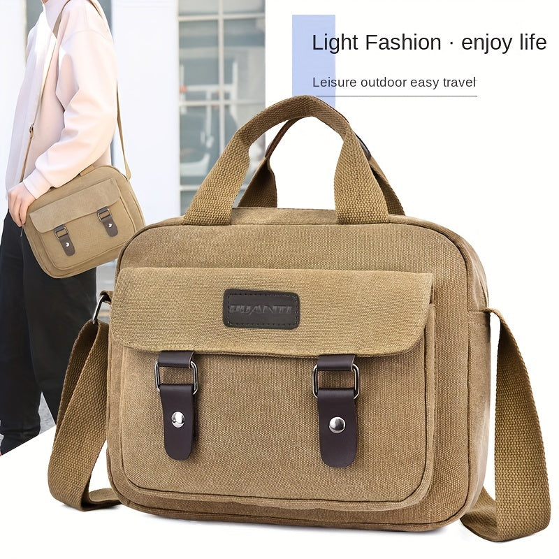 Men's Canvas Crossbody Messenger Bag Large Capacity