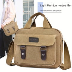 Men's Canvas Crossbody Messenger Bag Large Capacity
