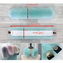 Women's Faux Fox Fur Scarf Thick Warm Collar with Pair Buckle Neck Scarf