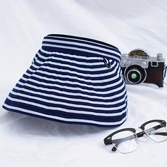 Striped Foldable Visor Hat Sun Protection Women