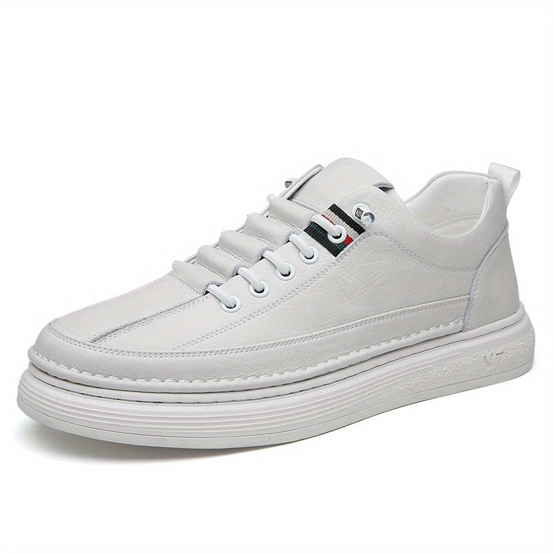 Men's Faux Leather Lace Up Skate Shoes Lightweight Comfy Non slip Sneakers