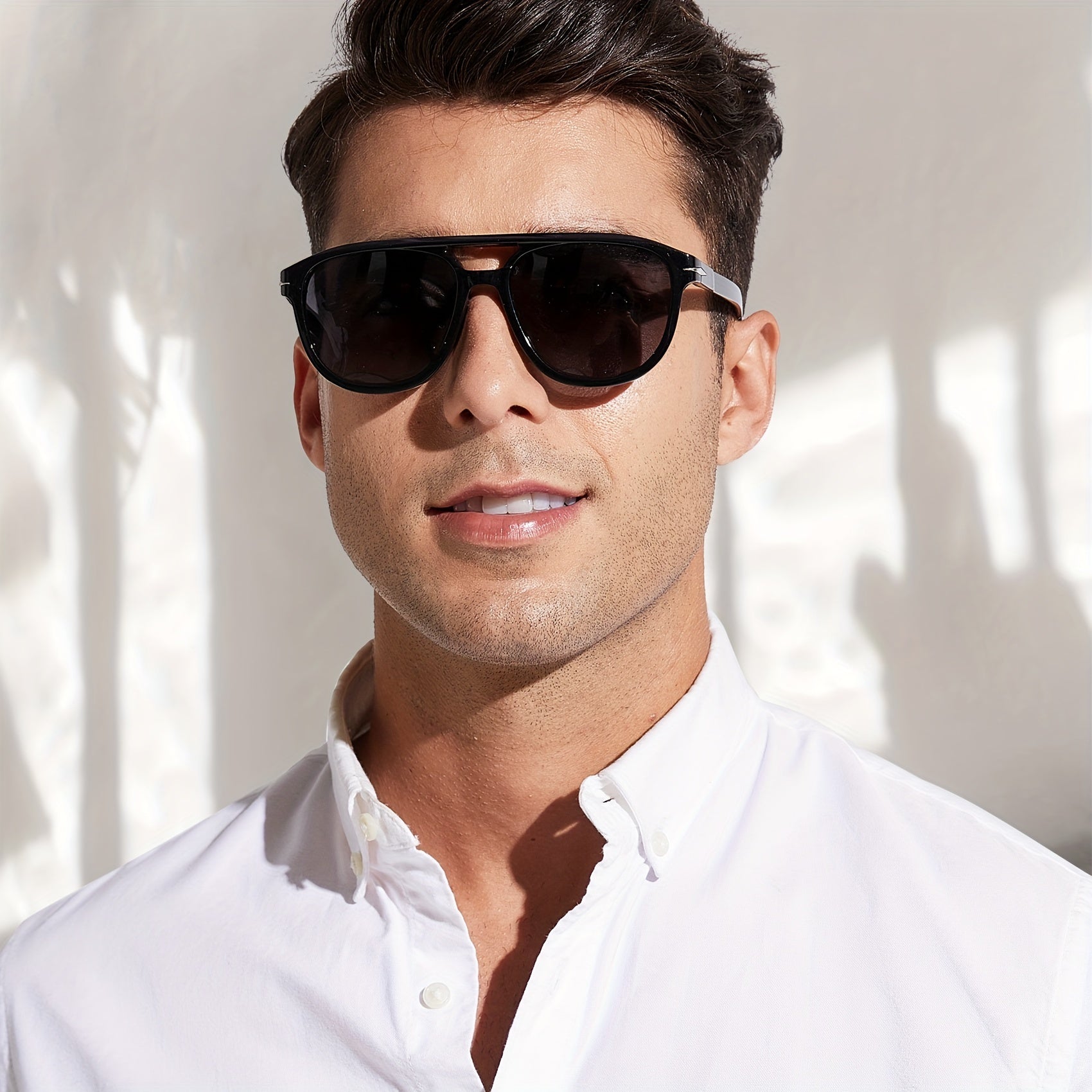 OUWEN Polarized Aviator Sunglasses Crystal Frame Dark Red Lenses