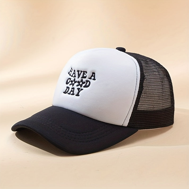 Trucker Hat Embroidery Mesh Baseball Cap Unisex Block Dad Hat