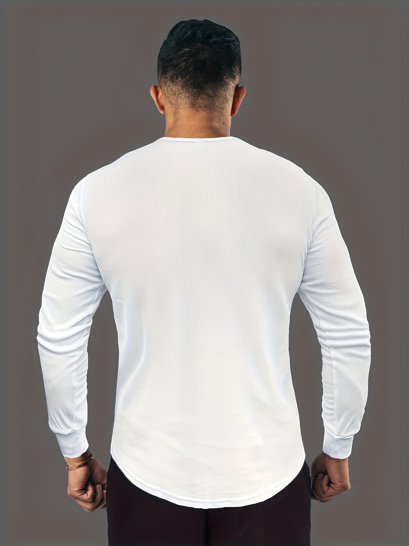 Men's Crew Neck Long Sleeve Stretch Tee