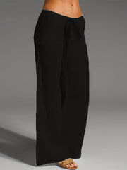 Casual Wide Leg Low Waist Pants Women's Clothing