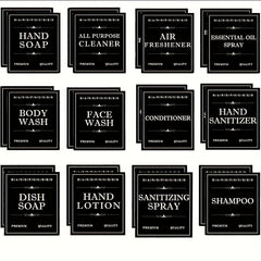 Waterproof Soap Liquid Bottle Labels - Set of 12