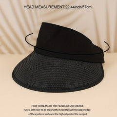 Casual Wide Brim Straw Sun Visor Ponytail Hat