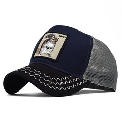 Animal Embroidered Baseball Cap Hip Hop Peaked Mesh Cap