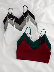 5 Pcs Ribbed Wireless Sports Bra Comfy & Breathable Workout Bralette