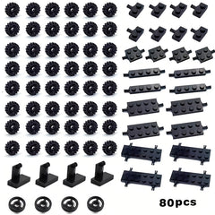 Small Grain Building Block Wheels Axle Tire 4-Piece Set