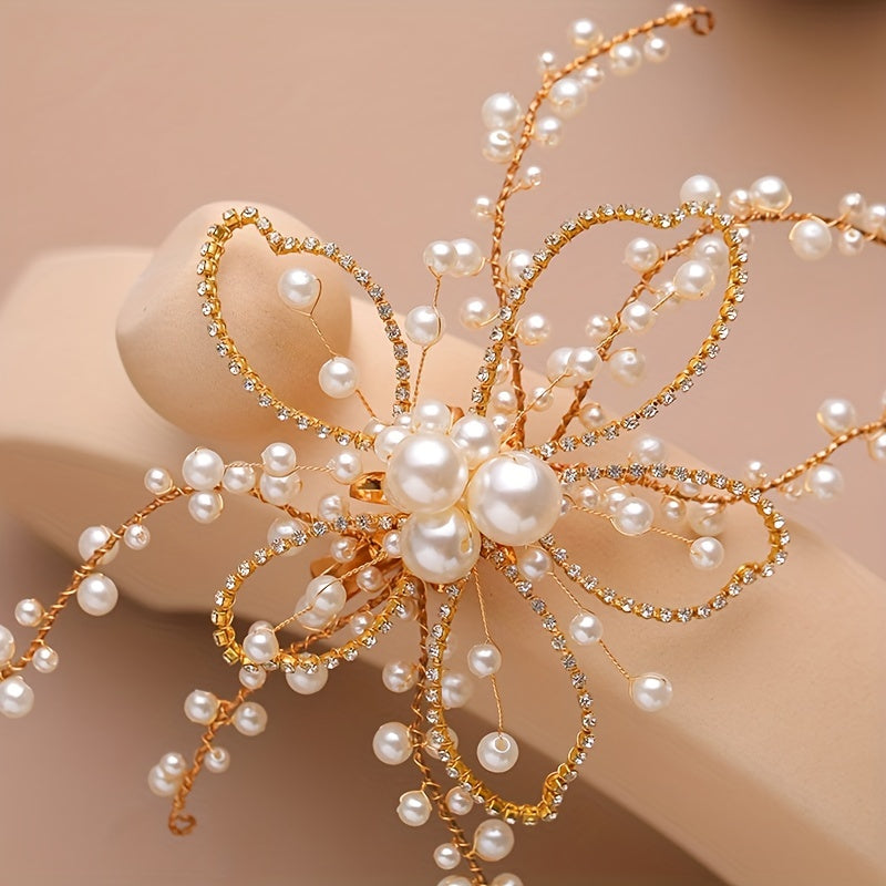 Faux Pearl Hair Clip Bridal Flower Headdress