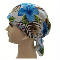 Flower Print Triangle Turban Cap Cotton Bandana Women Head Wrap