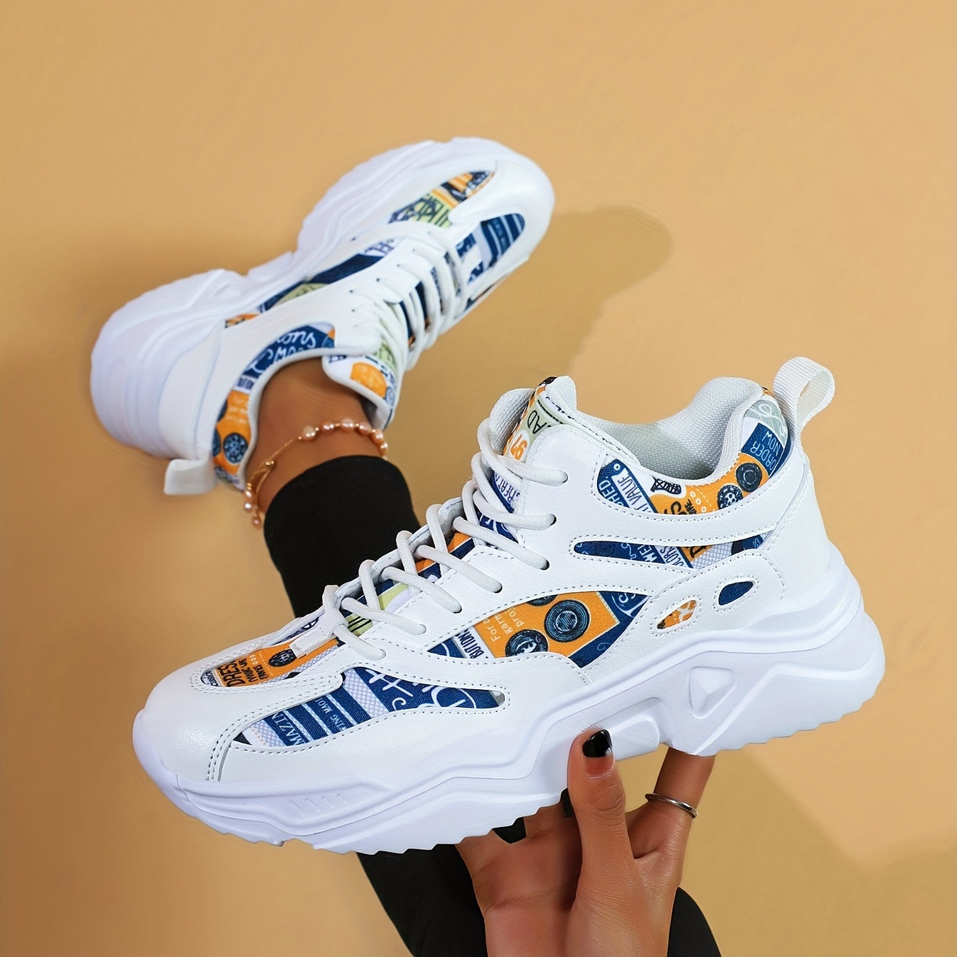 Women's Lace Up Running Shoes Thick Bottom Sneakers