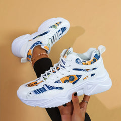 Women's Lace Up Running Shoes Thick Bottom Sneakers