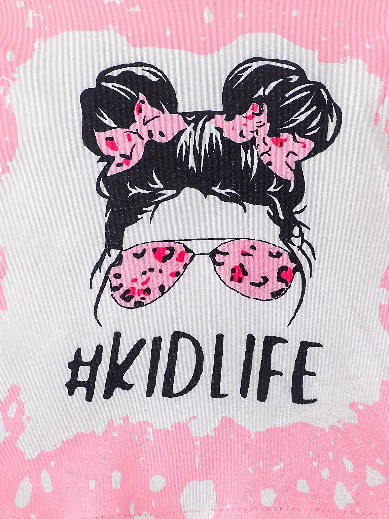 2pcs Baby Girls Puff Sleeve T-shirt & Leopard Pants Set