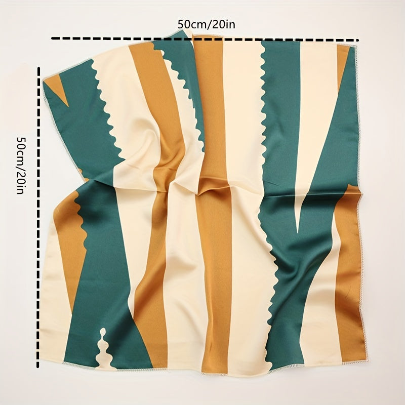 Satin Striped Small Bandana Block Square Scarf Women Hair