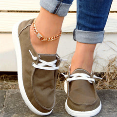 Coffee Boat Shoes Platform Lace Up Casual Walking Shoes Women
