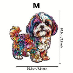 Colorful Shih Tzu Wooden Jigsaw Puzzle Floral Patterns