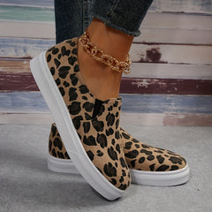 Leopard Print Flat Shoes Slip On Loafers Lightweight Walking Shoes