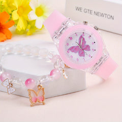Butterfly LED Light Up Quartz Wrist Watches Silicone Strap Non Waterproof