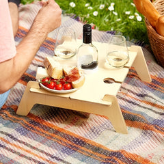Portable Folding Wooden Wine Table for Family Tourist Outdoor Beach Picnic