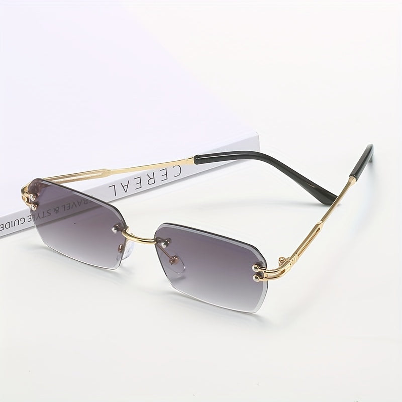 Men's Metal Cut Edge Sunglasses with Leather Eyewear Bag