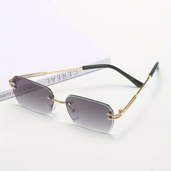 Men's Metal Cut Edge Sunglasses with Leather Eyewear Bag