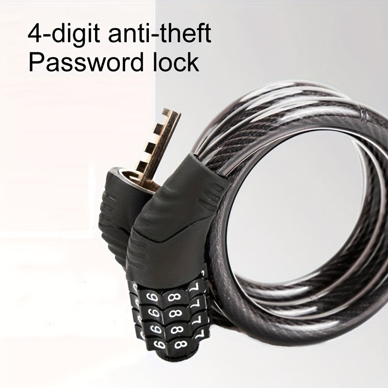 Mountain Bike 4-Digit Combo Lock Steel Wire Chain Cycling Equipment