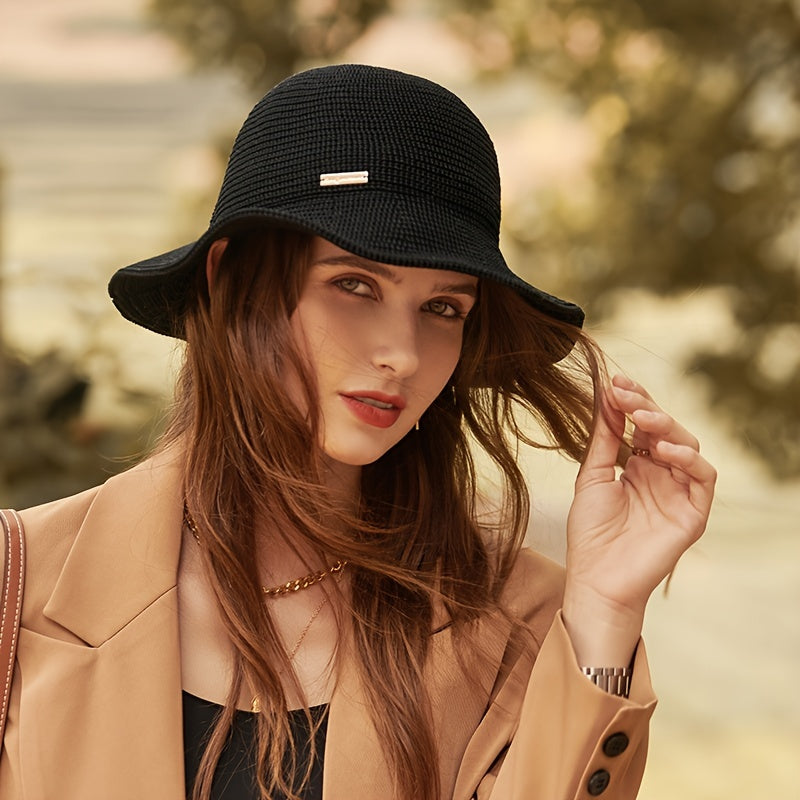 Women Casual Bucket Hat Solid Fisherman Hat Wide Brim Outdoor Hat For Women