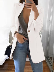 Lapel Neck Single Button Blazer for Women