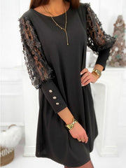 Casual Lace Cut Out Sleeve Maxi Loose Dress