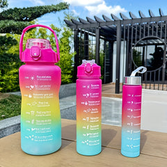 Rainbow Large Capacity Cup Gradient Plastic Water Bottle For Sports Fitness
