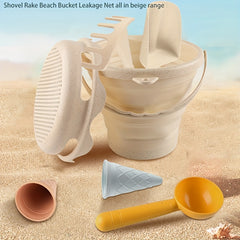 KIDNOAM 2200cc Collapsible Bucket Heavy Duty Large Sand Bucket 7 in 1 Beach Toys