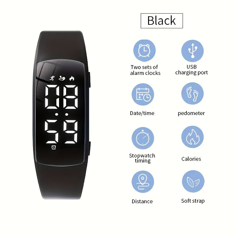 Smart Fitness Watch for Teenagers - Digital Alarm Stopwatch Pedometer