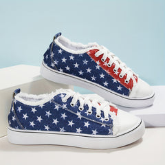 Women's Star Pattern Canvas Shoes Low Top Sneakers