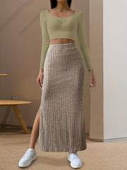 High Waist Split Skirt Stretchy for Spring & Summer