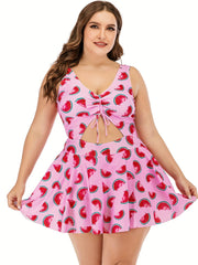 Watermelon Print Cut Out One Piece Swimwear