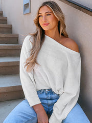 Casual Sweater Women Solid Long Sleeve One Shoulder Jumper