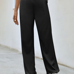 Wide Leg High Waist Pants With Pocket