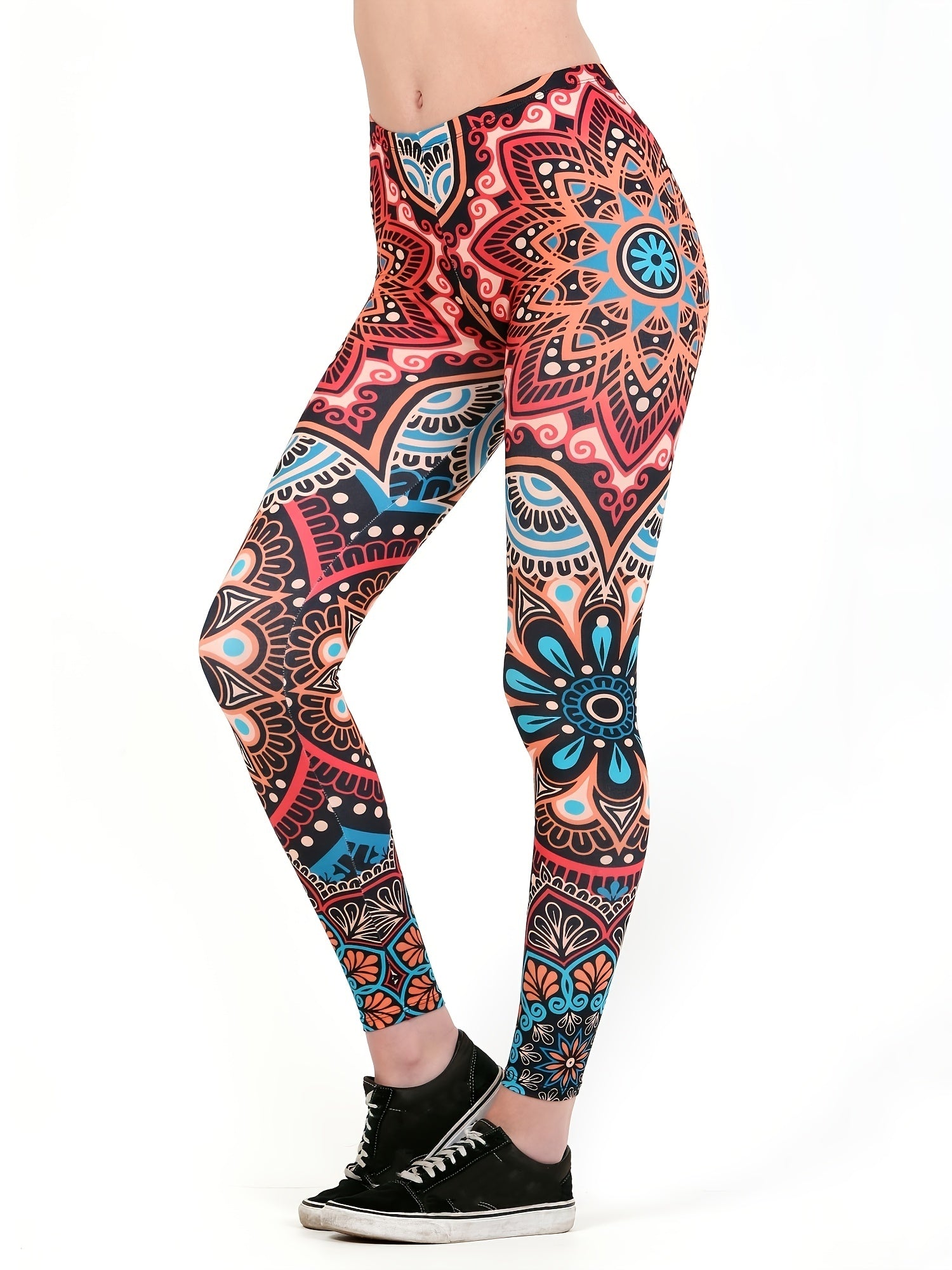 Boho Floral Print High Waist Yoga Leggings
