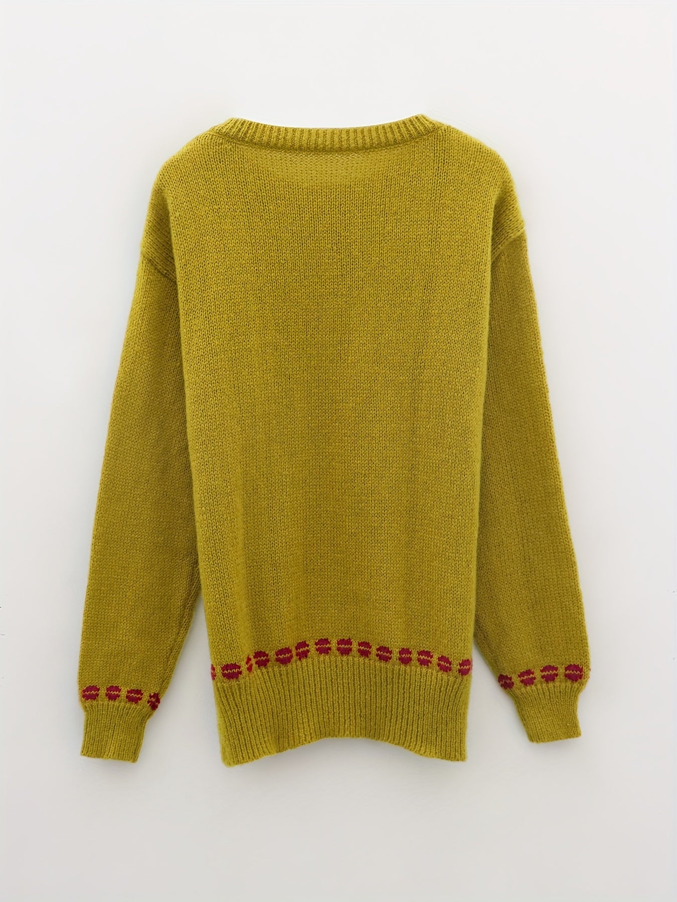 Lip Pattern Crew Neck Long Sleeve Sweater