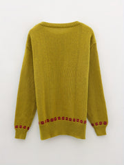 Lip Pattern Crew Neck Long Sleeve Sweater