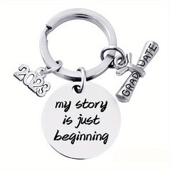 Graduation Keychain Stainless Steel Round Metal Pendant