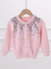 Girls' Sequin Button Down Cardigan Sweater Top