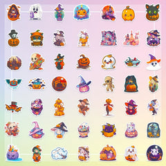 50pcs Halloween Pumpkin Theme Stickers Pack Waterproof Vinyl Party Stickers
